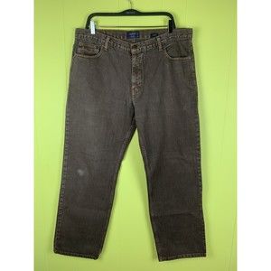IZOD Classic Fit Jeans Mens 38x32 Brown Denim Cotton